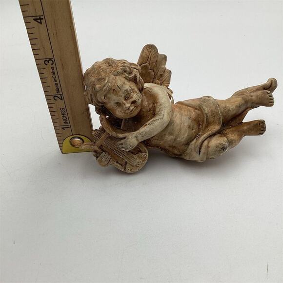 Vintage Hand-Carved Wooden Cherub Angel Ornament Figurine - Picture 8 of 9